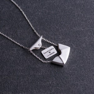 Collar de escritura a mano, colgante de nota de amor, collar de sobre de carta personalizado, collar de sobre con un mensaje, collar de pareja