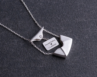 Personalized Letter Envelope Necklace, Actual Handwriting Necklace, Love Note Pendant, Bridesmaid Necklace, Meaningful Jewelry Gift for Wife