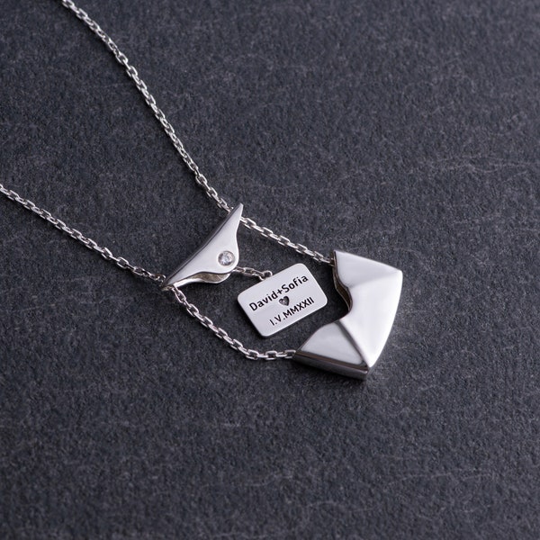 Sterling Silver Love Note Pendant, Personalized Letter Envelope Necklace,  Featured envelope pendant, Meaningful Jewelry Gift for Her