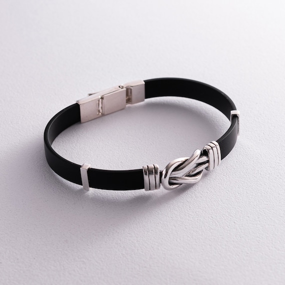 Silver rubber bracelet deals