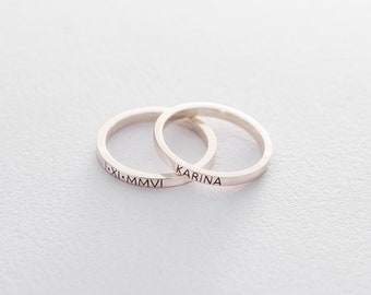 Personalized engraved ring Ring with name Actual handwriting ring Memorial ring Custom thin band ring Jewelry Simple sterling silver ring
