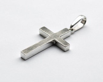 925 Sterling Silver Cross Necklace, Silver Crucifix Pendant Chain, Solid 925 Sterling Silver Plain Cross Crucifix Pendant Necklace