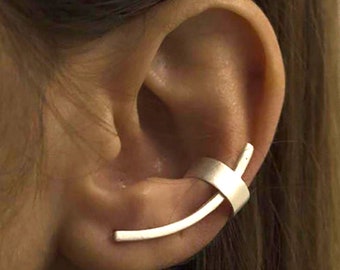 Earring cuff, cuff & wrap earring, silver cross earring, cuff earring, earring, cross earrings, modern earrings, everyday earrings, love