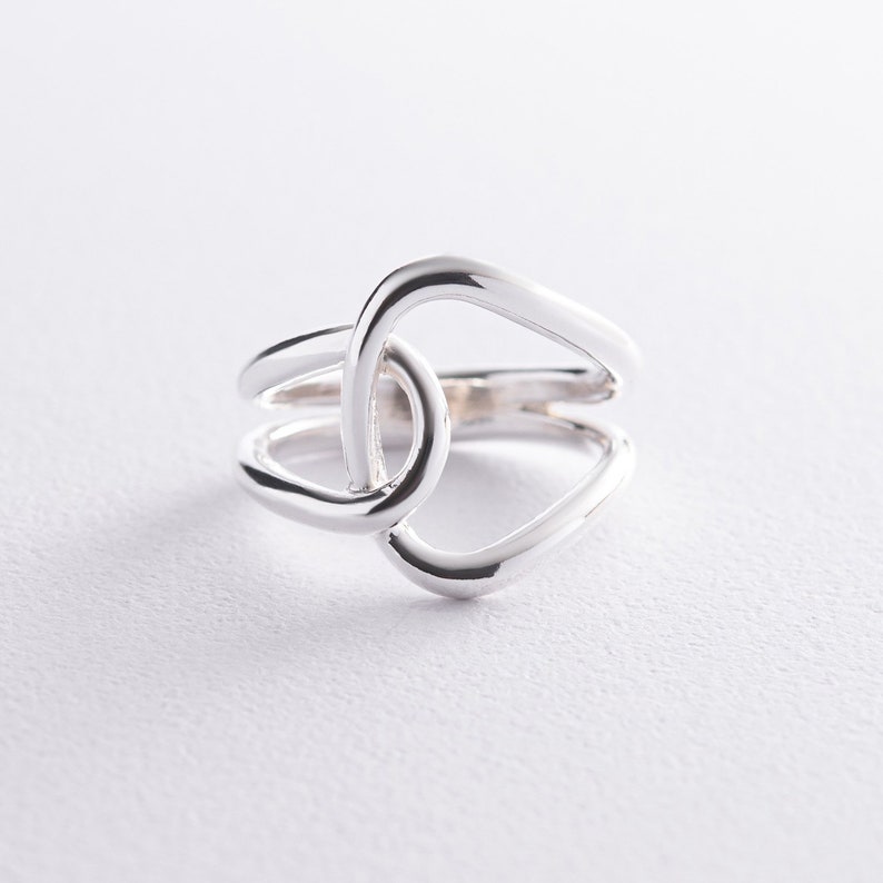 Futuristic ring, mid finger ring, unique silver ring, geometric shape ring, elegant ring, double band ring, wide silver ring image 8