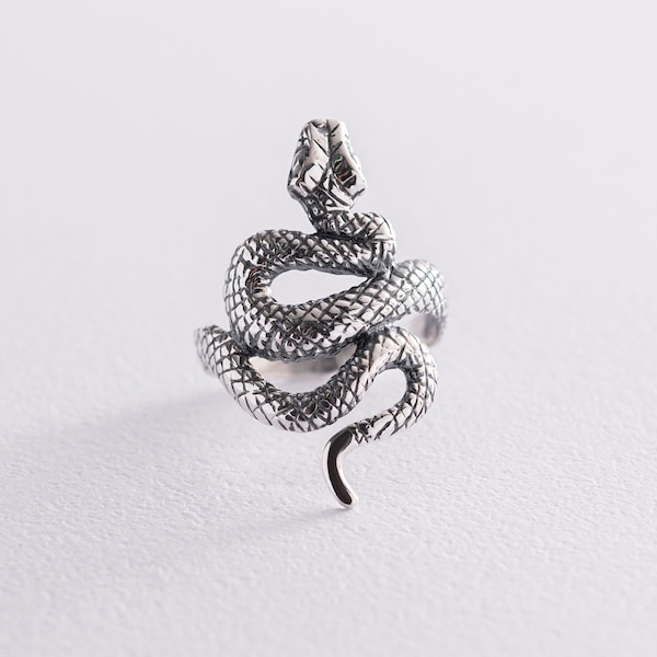 Sterling silver ring, Unique band jewelry, Silver ring snake, Ring with blackening, Massive ring, Ring with a pattern