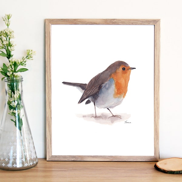 Bird Print of Cute Robin, Printable Artwork, Instant Download, Wall Art, Gift for Her