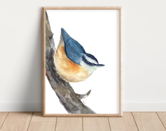 Bird Print of Red-Breasted Nuthatch,  Printable Art, Instant Download, Bird Print, Gift for Her, Gift for Girlfriend