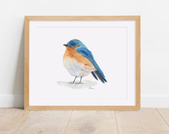 Bird Print of Eastern Bluebird, Cute Blue Bird Print, Printable Bird, Instant Download, Wall Art, Gift for Her