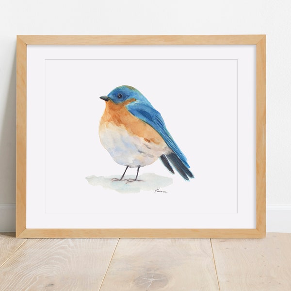 Bird Print of Eastern Bluebird, Cute Blue Bird Print, Printable Bird, Instant Download, Wall Art, Gift for Her