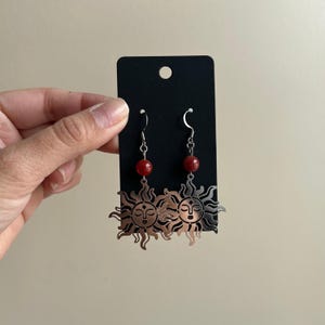 Pendientes de sol celestial de cornalina