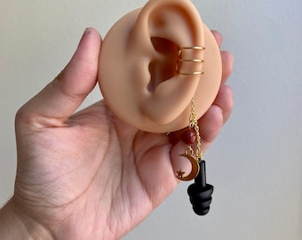 Red Jasper Moon Ear Plug Ear Cuffs