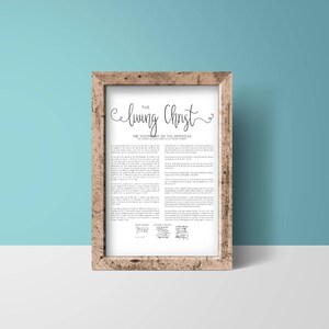 The Living Christ, Lds Print, Lds Decor, Easter Gift, Lds Easter Gift, Ministering Gift Idea, Family Proclamation, LDS Quote, LDS Gift Idea