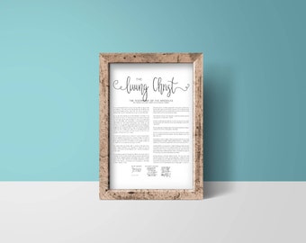 The Living Christ, Lds Print, Lds Decor, Easter Gift, Lds Easter Gift, Ministering Gift Idea, Family Proclamation, LDS Quote, LDS Gift Idea