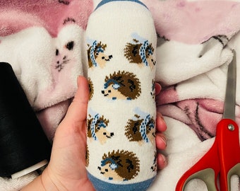 Handmade Hedgehog Catnip Kicker Toy: Winter Blue Scarf Plush