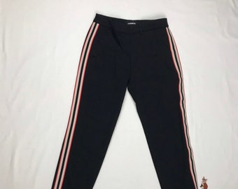 Black with Red Striped Mid Rise Ankle Pants | Size 00 | Express