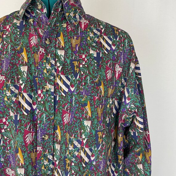 Shields and Vine Print Purple Button Down Collare… - image 7