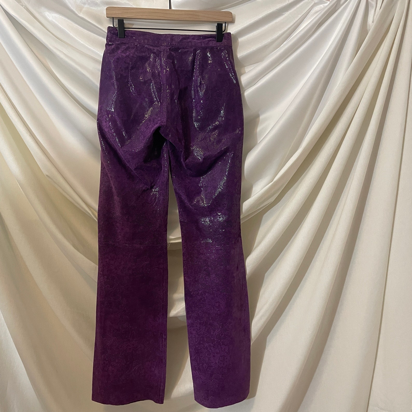 Purple Leather Flare Fit Pants Maxima Wilsons Size 4 - Etsy