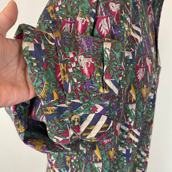 Shields and Vine Print Purple Button Down Collare… - image 6