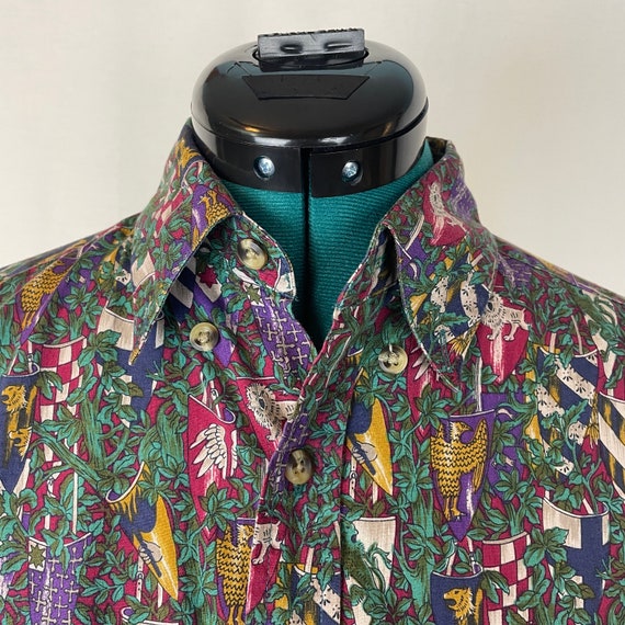 Shields and Vine Print Purple Button Down Collare… - image 3