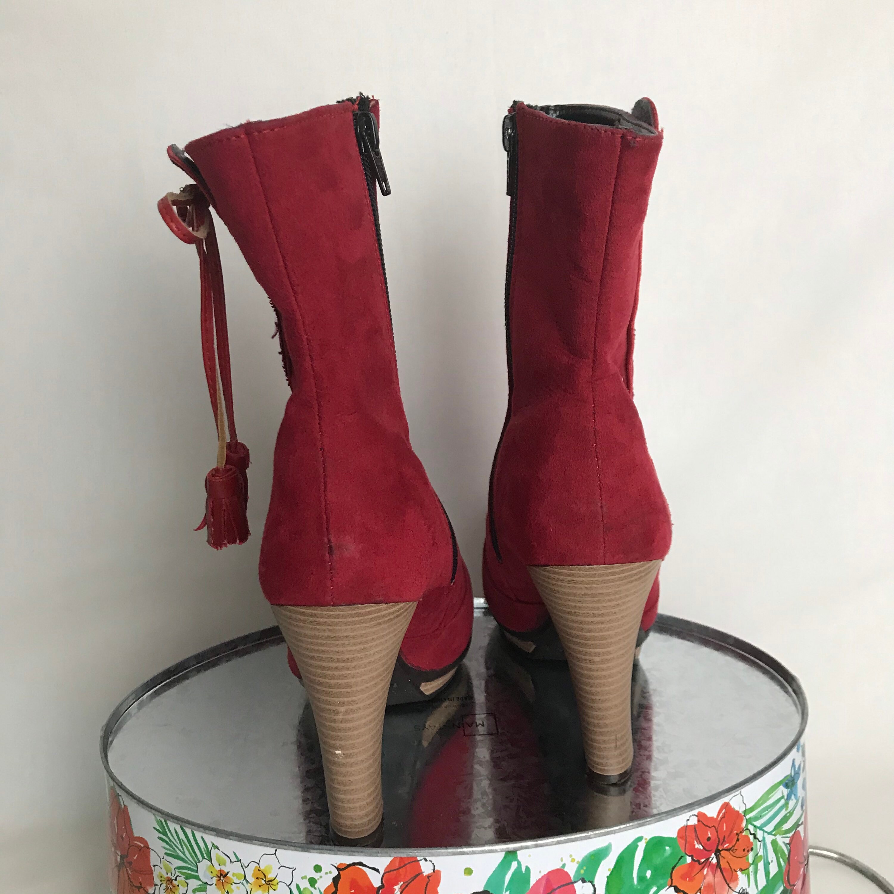 Red Bootie Heels Size 24 Suzy Love Etsy