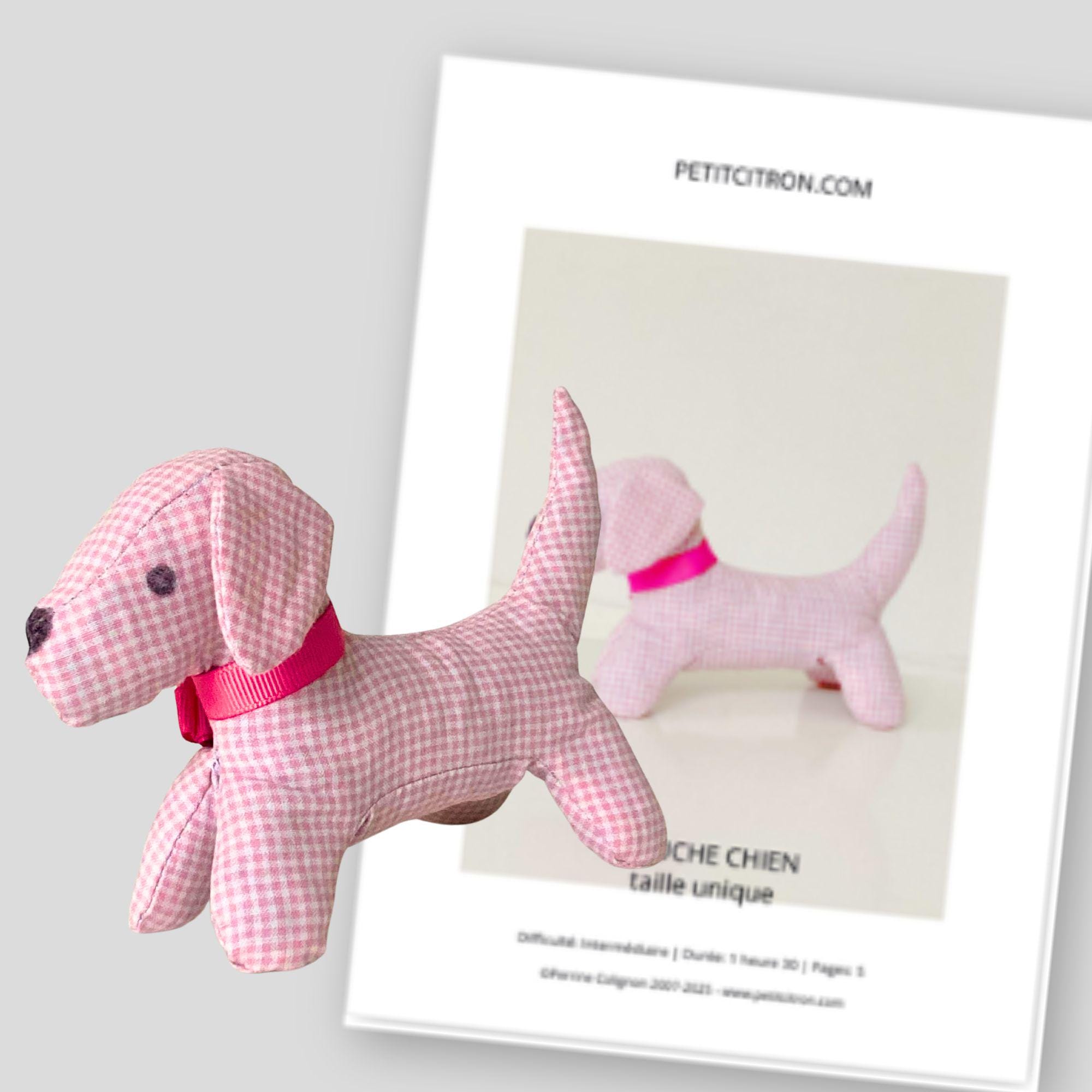 犬のぬいぐるみの縫製パターン - 20 cm - インスタントPDFダウンロード