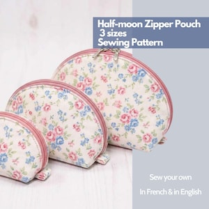 Sewing Pattern Half-moon Zipper Pouch - instant PDF download - bag sewing