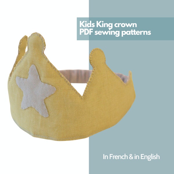 Kids King Crown Sewing Pattern - Tiara - Children playful toy dress-up costume playtime sewing pattern - Instant PDF