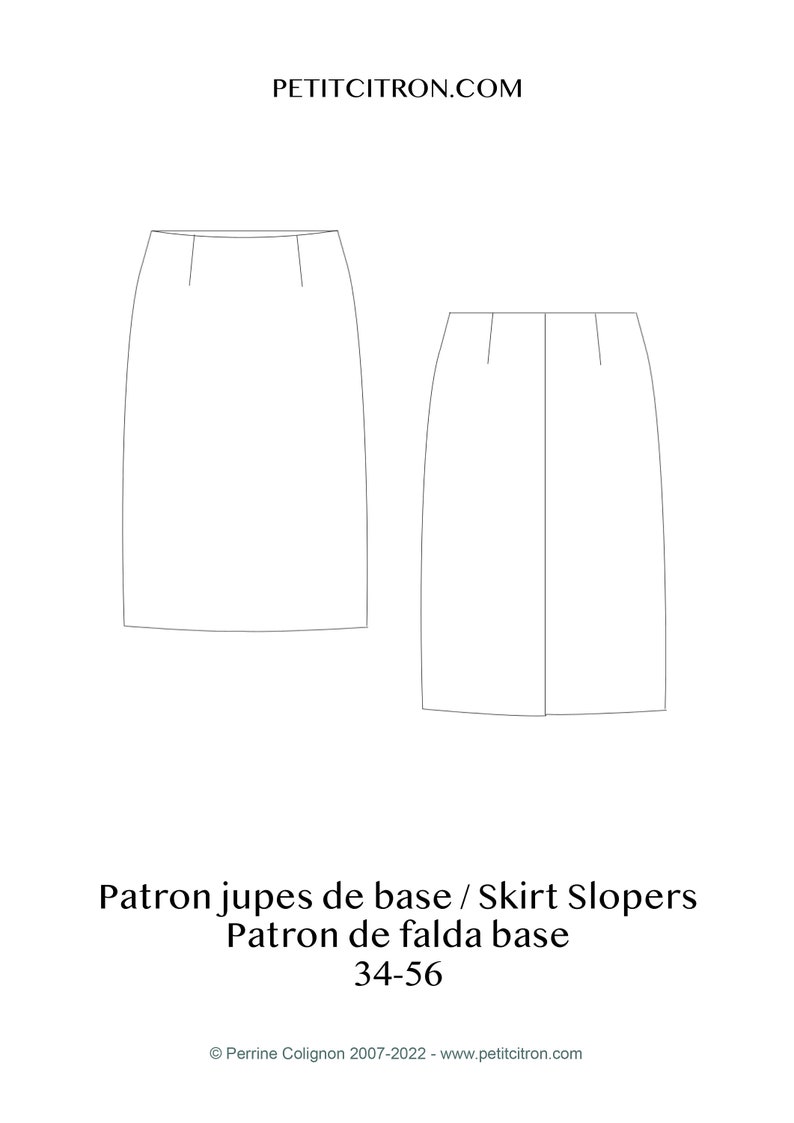 Pattern Sloper Bottom Sewing Pattern - Skirt Slopers - French, English - 34 to 56 - Instant ...