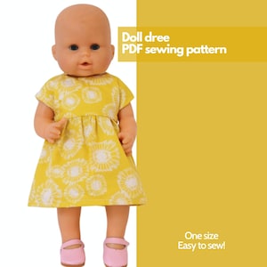 Doll dress sewing pattern - 32 to 35 cm - Instant PDF download, kids, children, play, toy sewing
