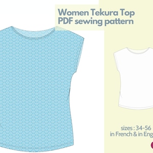 Sewing pattern - Tekura top with japanese sleeves - 34 to 56 - instant PDF