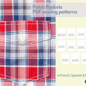 Patch pockets sewing patterns - PDF - 10 types, 6 sizes