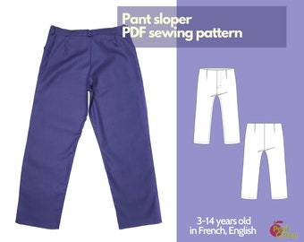 Basic pattern - pants - 3 to 14 years - French & English - Instant PDF