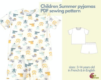 Patron de pyjama jersey pour enfant Pio - 3 au 14 ans - PDF instantané