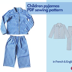 Children pyjamas -  sewing pattern - PDF - 3 to 14 years old