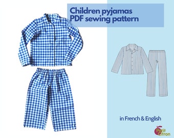 Children pyjamas -  sewing pattern - PDF - 3 to 14 years old