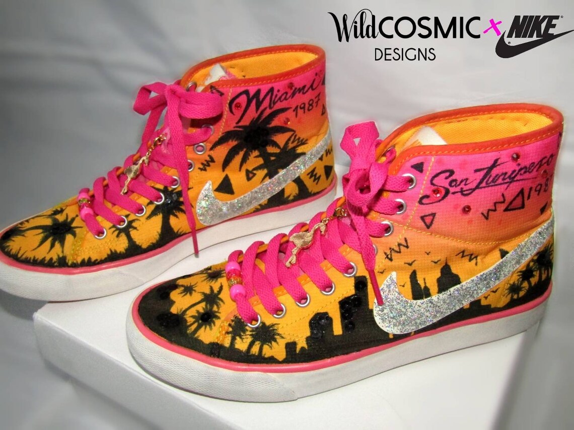 80s Nike Blazer Trainers Customised Up-Cycled Size 4 Hi Tops | Etsy