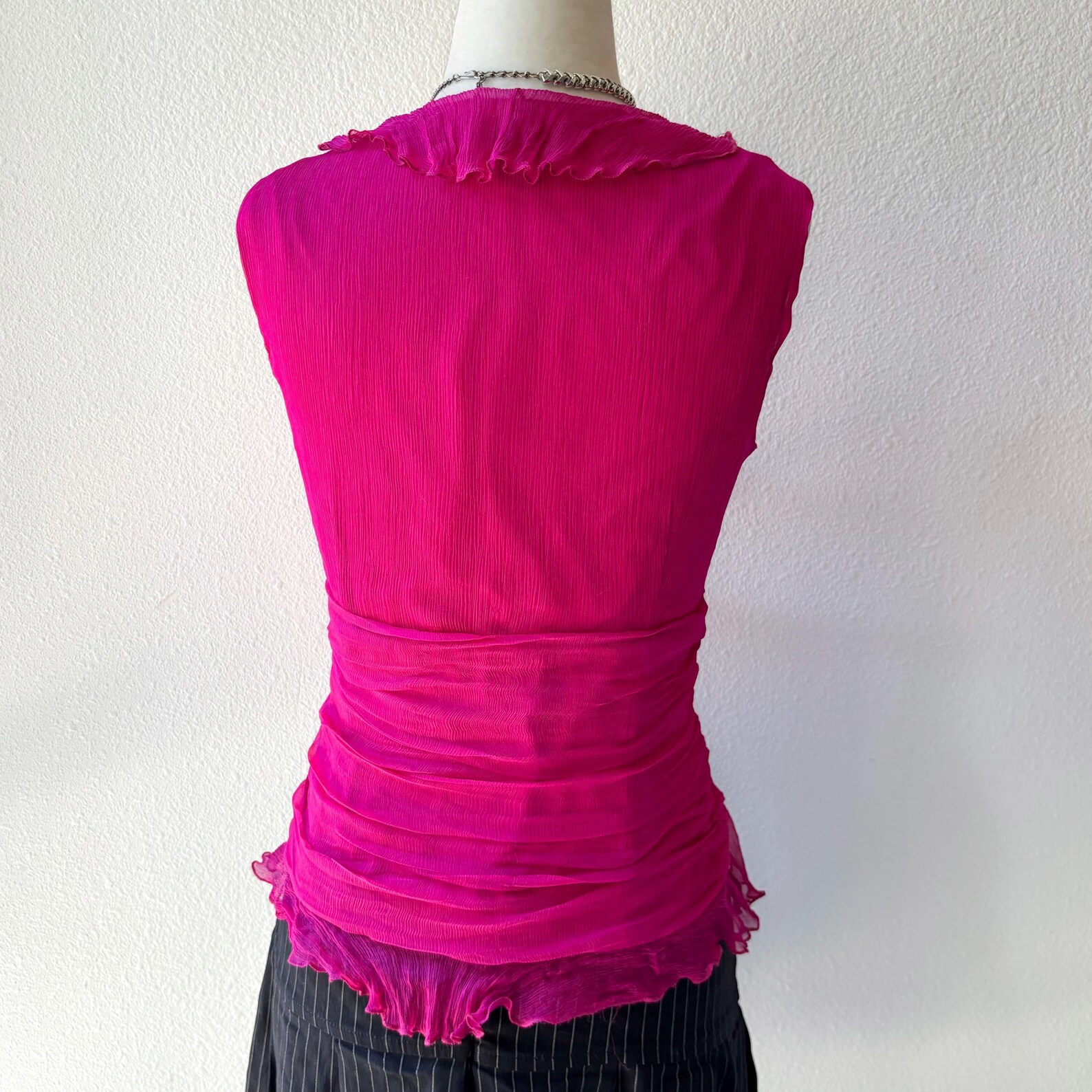 Vintage 00s boho pink and navy blouse