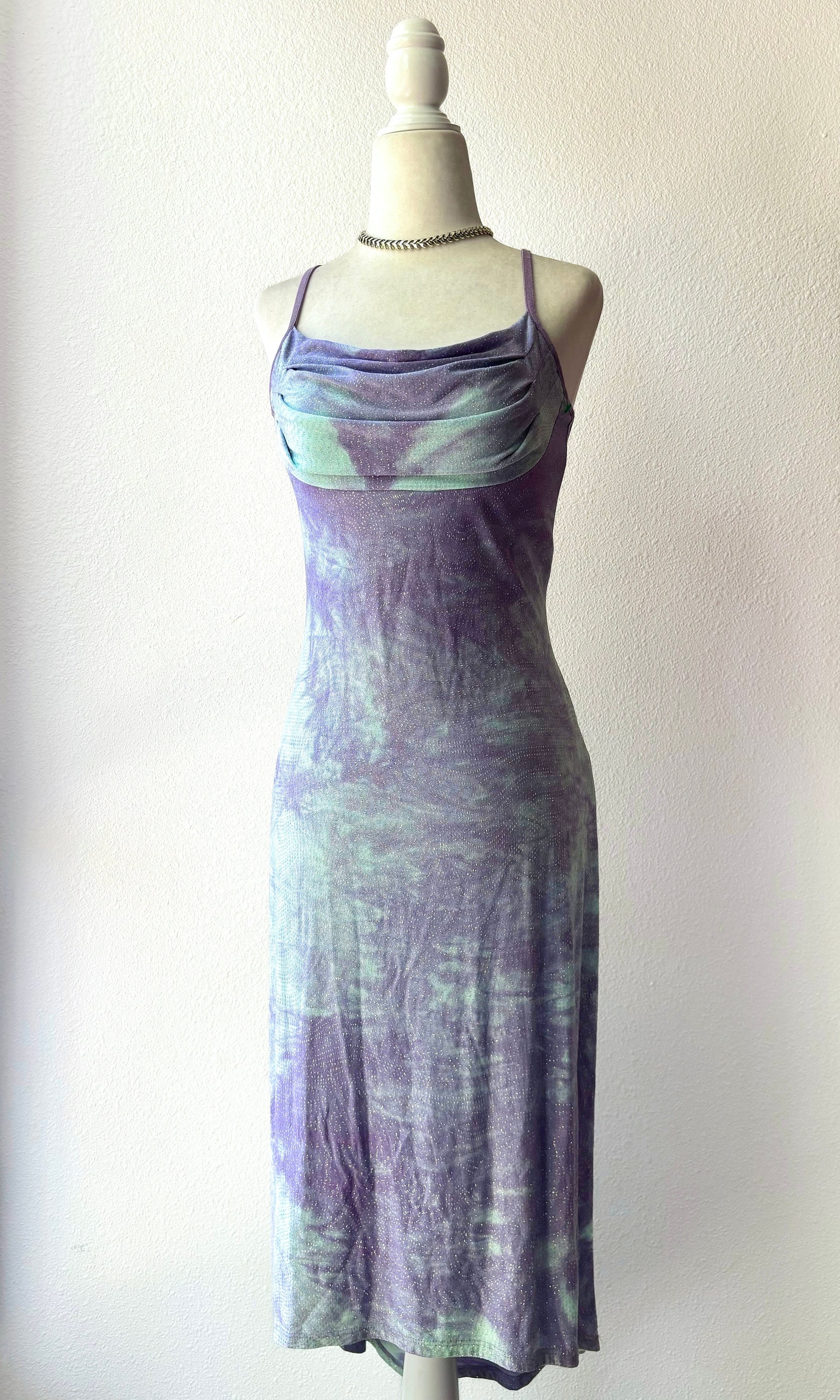Vintage 90's Y2K Rampage Pastel Blue & Purple Sparkly Slip