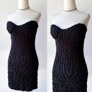 Vintage 90’s 00’s Black Stretchy Strapless Bodycon Mini Dress XS S