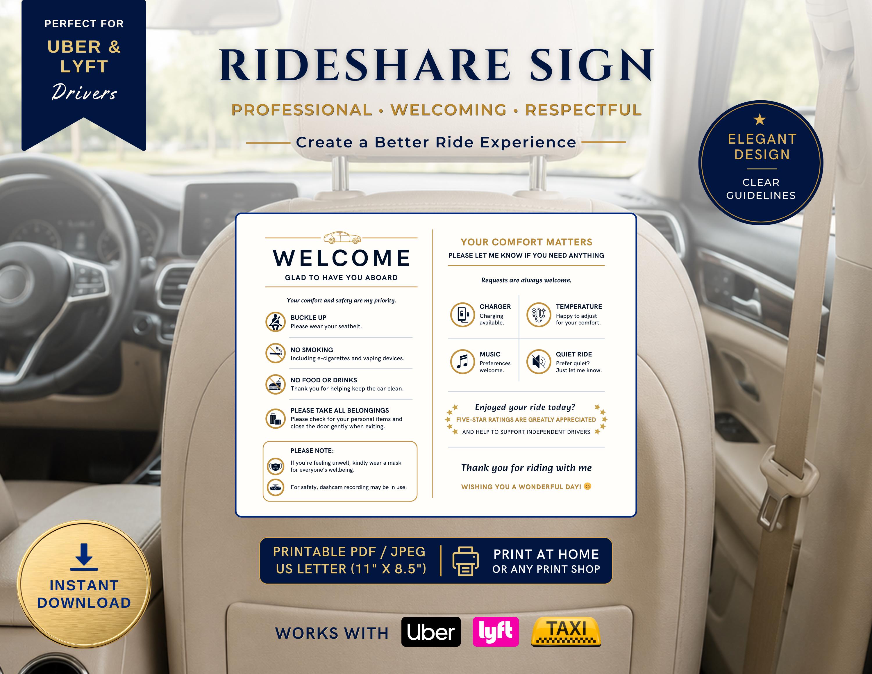 Rideshare Sign Examples Luxury Rideshare Sign Printable for Uber & Lyft Drivers | Passenger ...