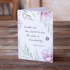 Carte pour les | de fin de vie | hospice Au revoir final | | des maladies en phase terminale | de sympathie | commémoratif Citation d’Emily Dickinson | Carte de vœux imprimée
