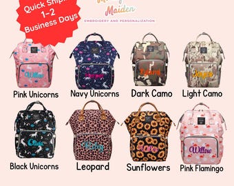 Personalized Patterned Diaper Backpack – Embroidered Nappy Bag, Baby Shower Gift