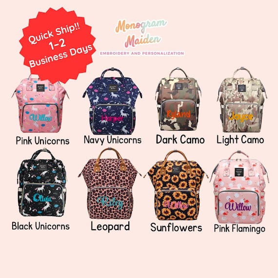 Personalized Patterned Diaper Backpack – Embroidered Nappy Bag, Baby Shower Gift