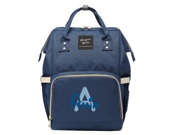 Navy Solid Diaper Bag Backpack - Embroidered Nappy Bag - Custom Diaper Backpack - Personalized Monogram Bag - Baby Shower Gift