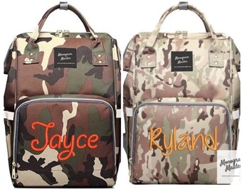 Personalized Camouflage Diaper Bag Backpack - Embroidered Nappy Bag - Custom Diaper Backpack - Personalized Monogram Bag - Baby Shower Gift