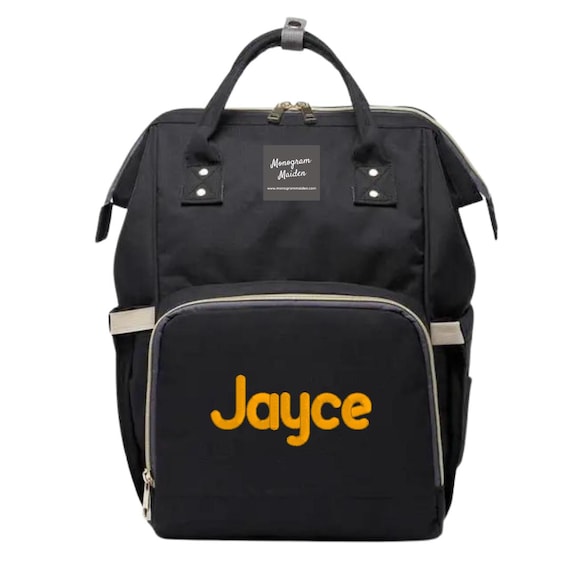 Designer Black mini diaper Backpack with Embroidered Details Designer Diaper Bag - Ethnic African American Baby Girl  main image 2