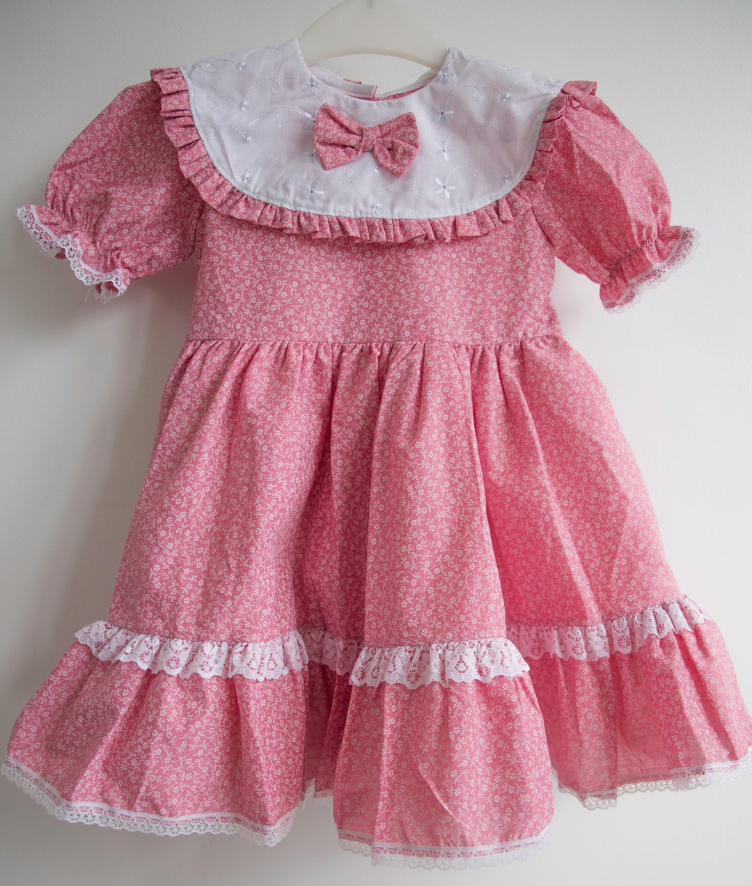 Pink Romany Dress Age 3yrs Cotton Baby Girl Vintage Spanish Ditsy