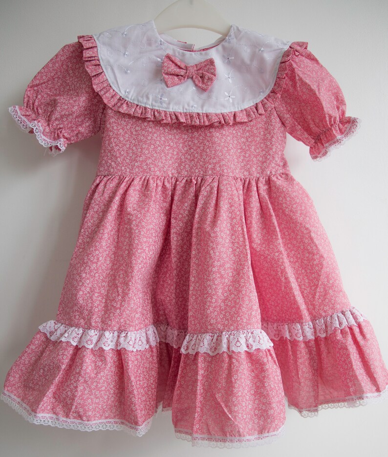 Pink Romany Dress Age 3yrs Cotton Baby Girl Vintage Spanish Ditsy