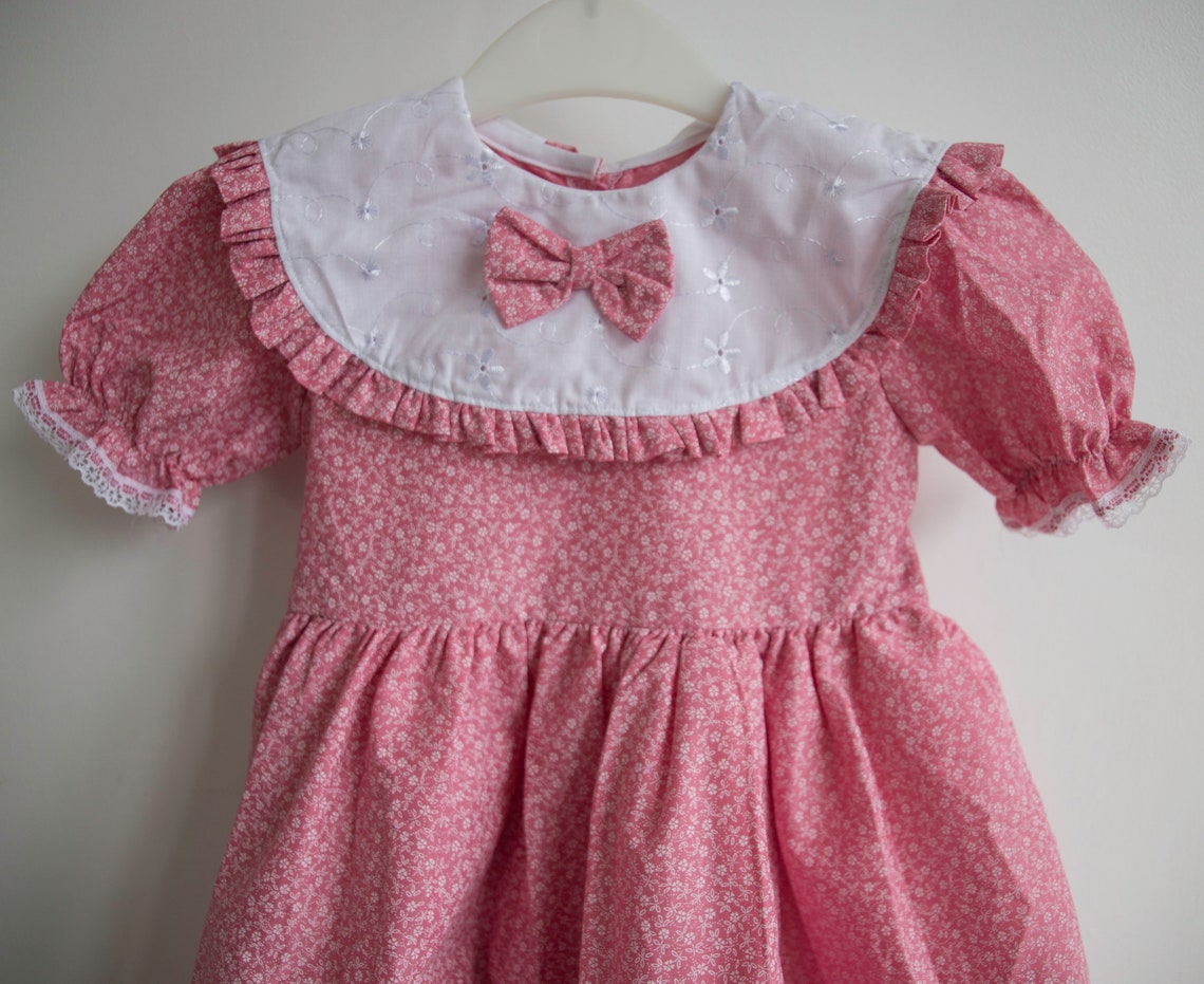 Pink Romany Dress Age 3yrs Cotton Baby Girl Vintage Spanish Ditsy