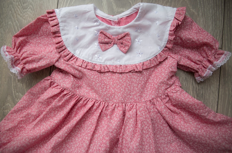 Pink Romany Dress Age 3yrs Cotton Baby Girl Vintage Spanish Ditsy